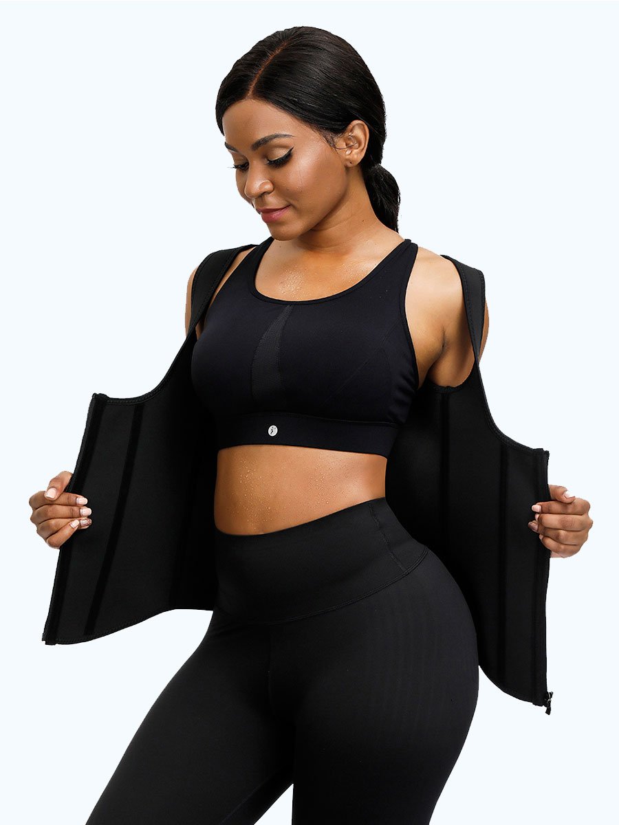 Lighteme Premium Waist Trainer Vest - Double Velcro Compression Straps with Supportive Zipper!