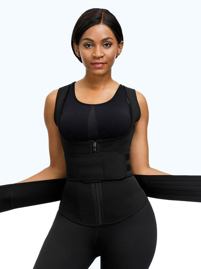 Lighteme Premium Waist Trainer Vest - Double Velcro Compression Straps with Supportive Zipper!