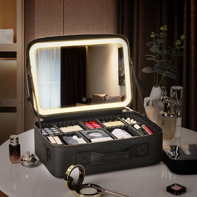 Lighteme Cosmetic Bag with Mirror & USB Port