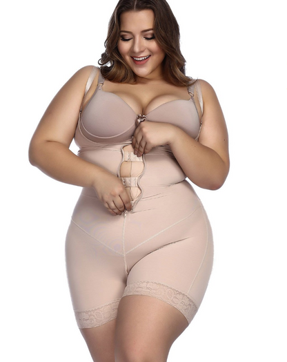 Lighteme Plus Size Slimming Zip Up Bodysuit with Butt Lifter