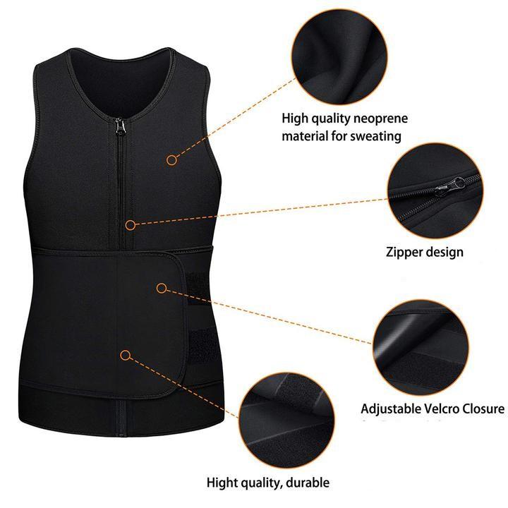 Lighteme Men's Fat Burning Waist Sauna Vest - Burn Extra Calories & Tone Up Fast!