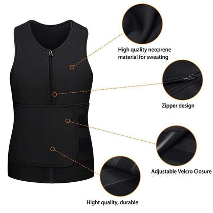 Lighteme Men's Fat Burning Waist Sauna Vest - Burn Extra Calories & Tone Up Fast!