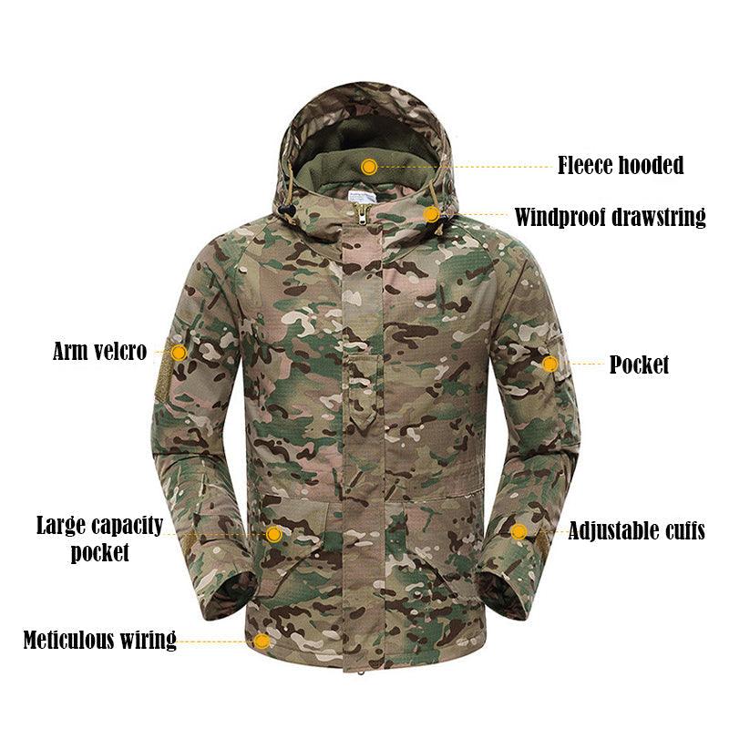 Lighteme G8 Soft Shell Tactical Jacket Coat Military Fleece Hooded