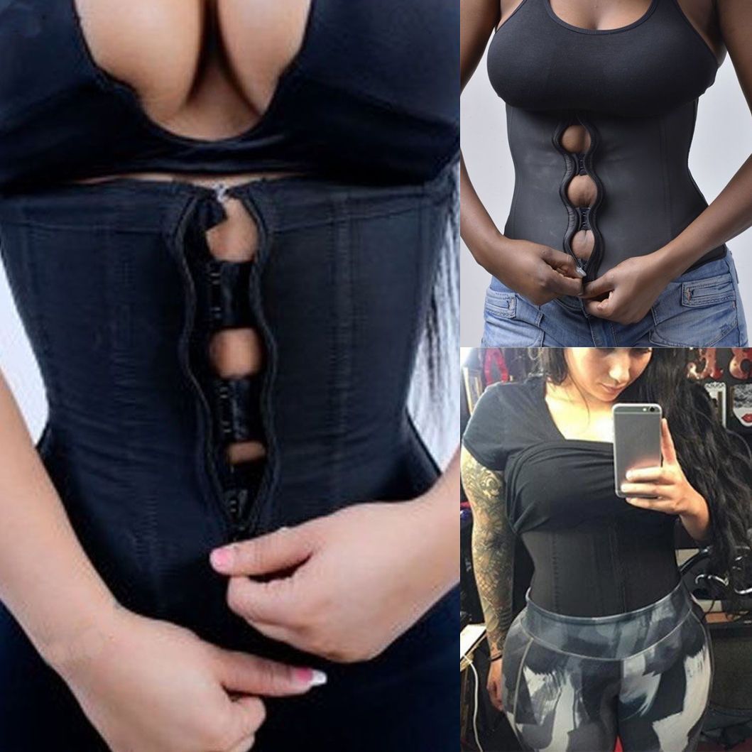 Lighteme Plus Size "Clip & Zip" Waist Trainer - 3 Hook & Zippered Body Shaper!