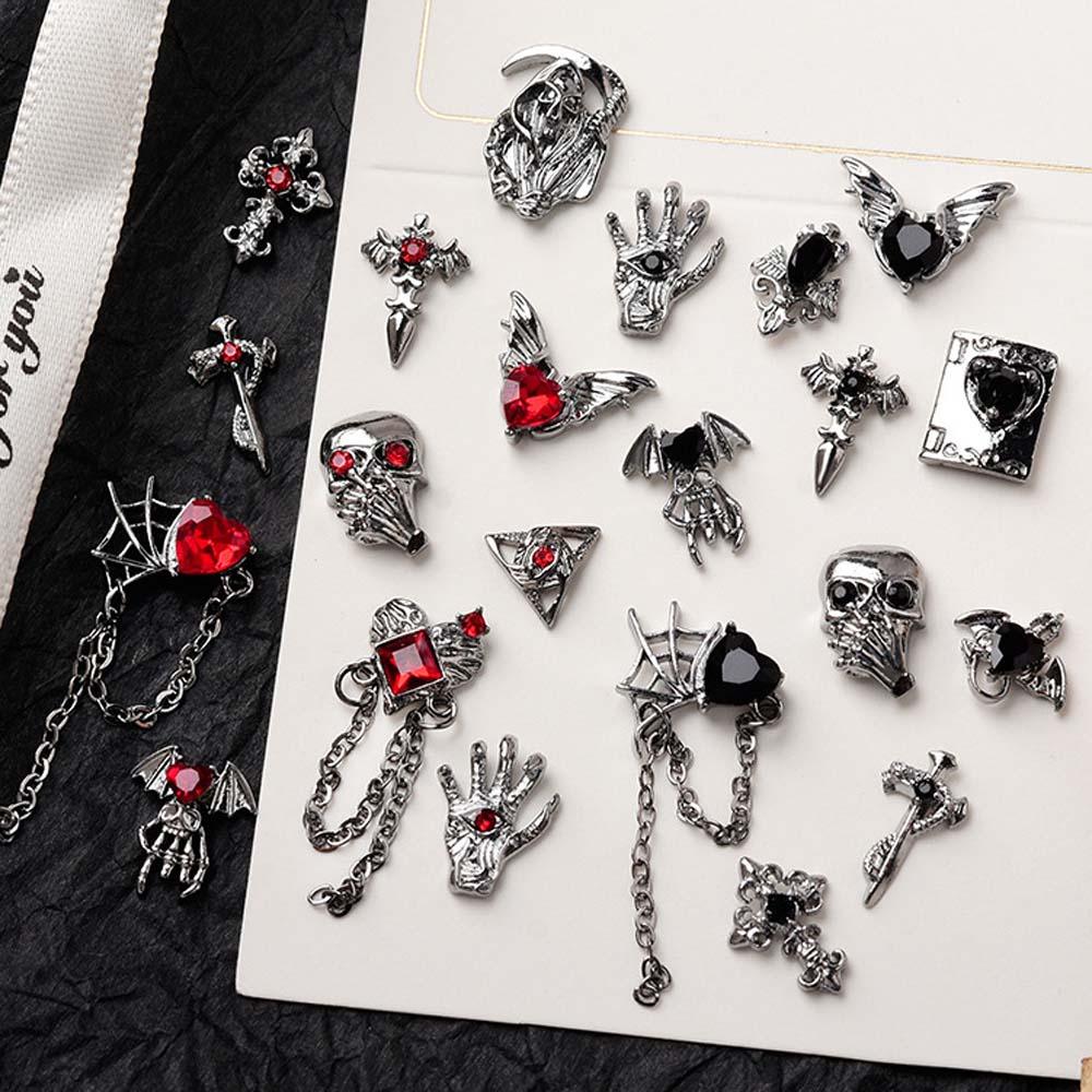 Lighteme 3D Gothic Halloween Nail Charms – Pack of 10