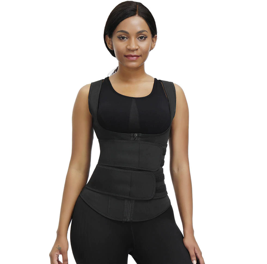 Lighteme Premium Waist Trainer Vest - Double Velcro Compression Straps with Supportive Zipper!