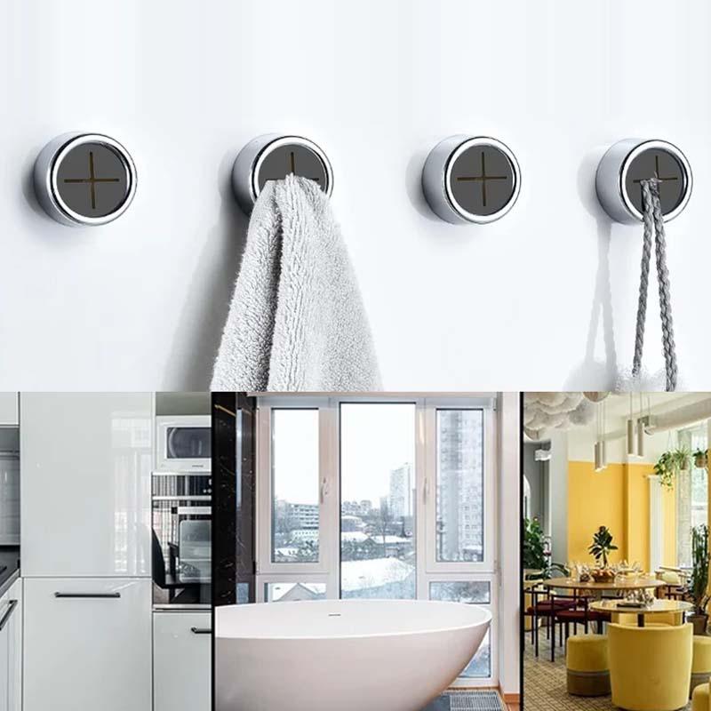 Lighteme Round Self-Adhesive Push Towel Hooks | Set of 5