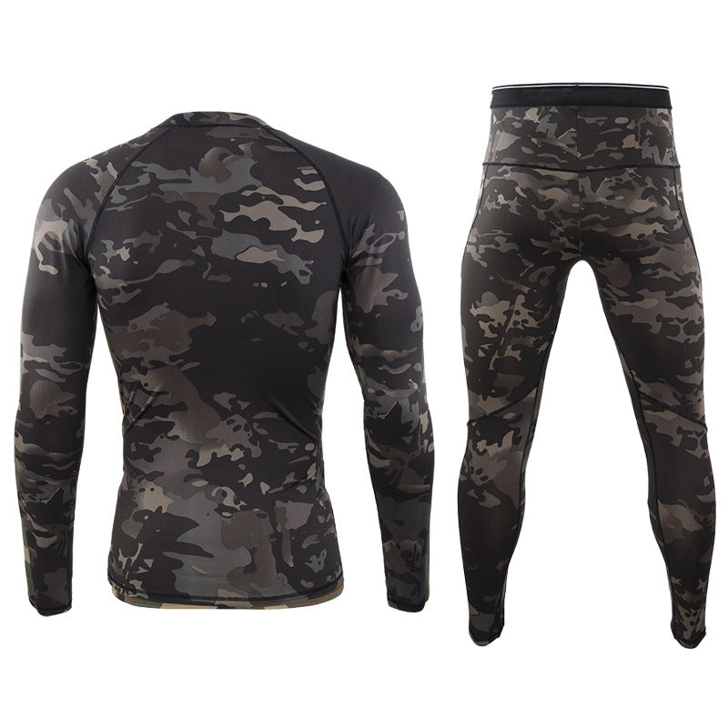 Lighteme Men's Camouflage Thermal Underwear Tactical Sports Shapewear Set