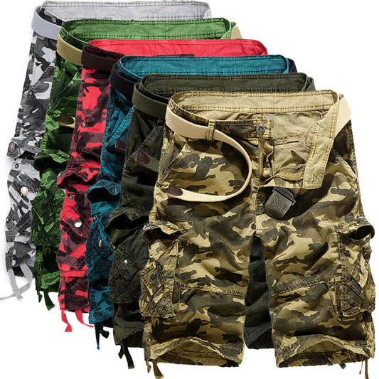 Lighteme Men's Loose Casual Camouflage Cargo Shorts Multi Pocket Hiking Shorts