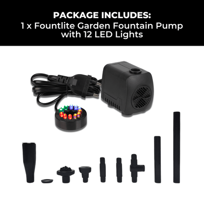 Lighteme Garden Fountain Pump with 12 LED Lights