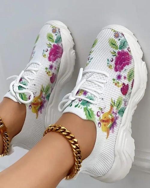 Lighteme Floral Print Sneakers For Womens