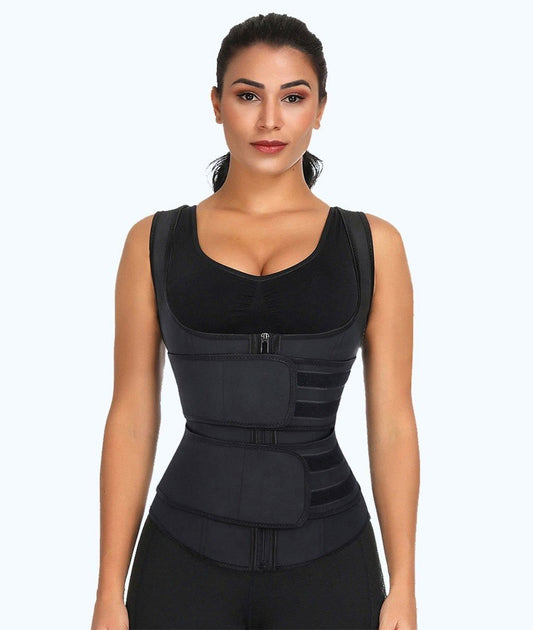 Lighteme Premium Waist Trainer Vest - Double Velcro Compression Straps with Supportive Zipper!