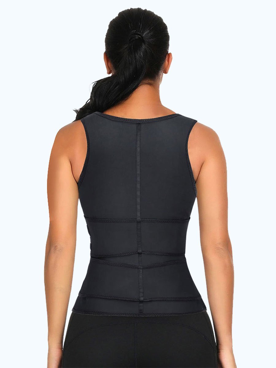 Lighteme Premium Waist Trainer Vest - Double Velcro Compression Straps with Supportive Zipper!