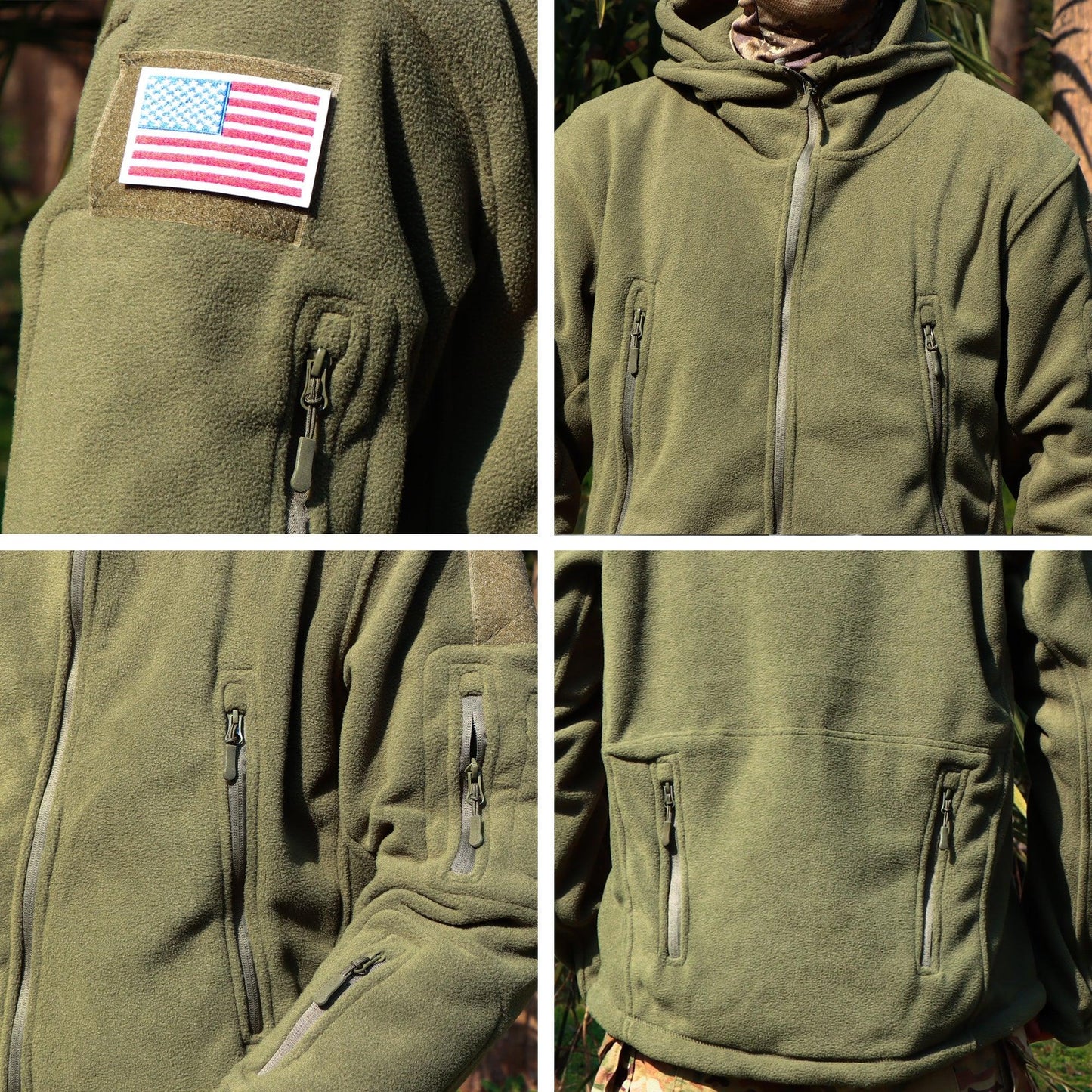 Lighteme Warm Fleece Hooded Tactical Military Jacket Coat