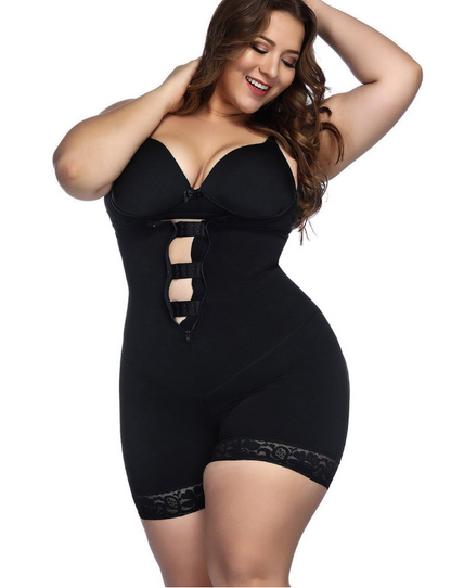 Lighteme Plus Size Slimming Zip Up Bodysuit with Butt Lifter