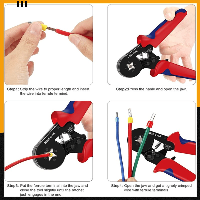 Lighteme Ratchet Tubular Terminal Wire Crimpers Set