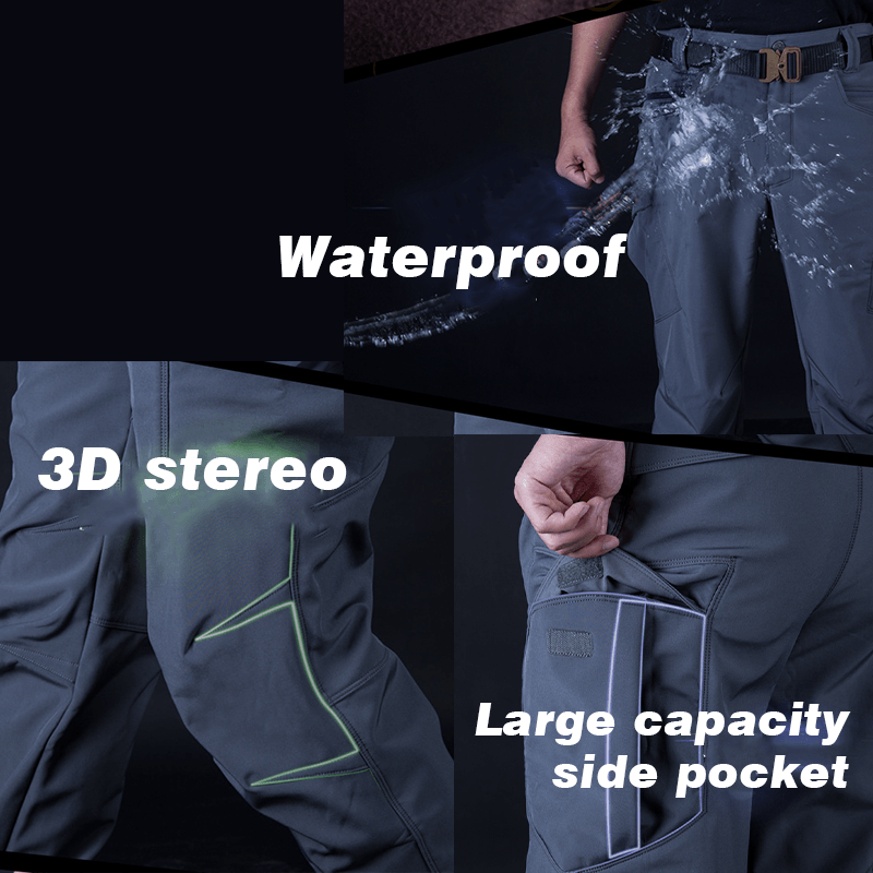 Lighteme Softshell Waterproof Tactical Pants for Winter Black