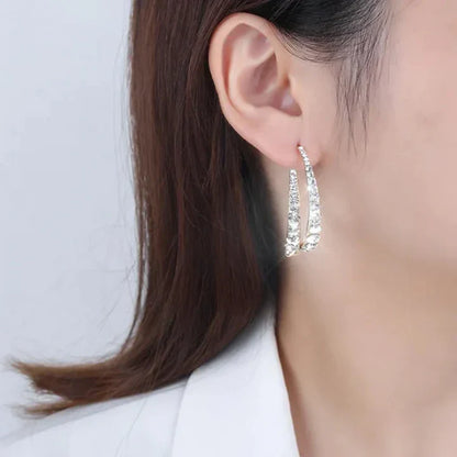 Lighteme Curved Earrings with Luxury Rhinestones