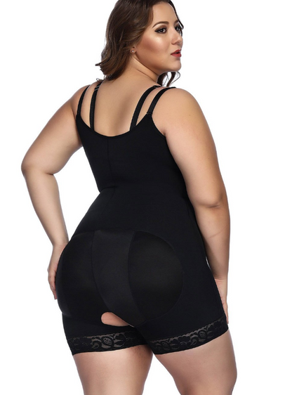 Lighteme Plus Size Slimming Zip Up Bodysuit with Butt Lifter