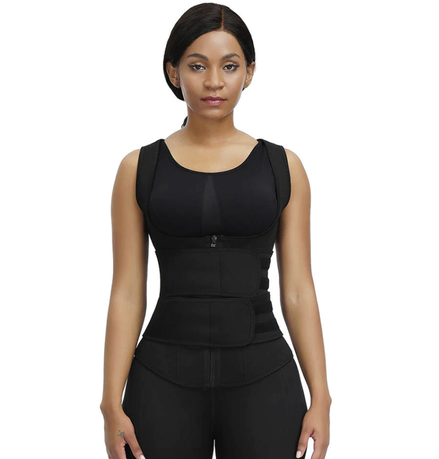 Lighteme Premium Waist Trainer Vest - Double Velcro Compression Straps with Supportive Zipper!