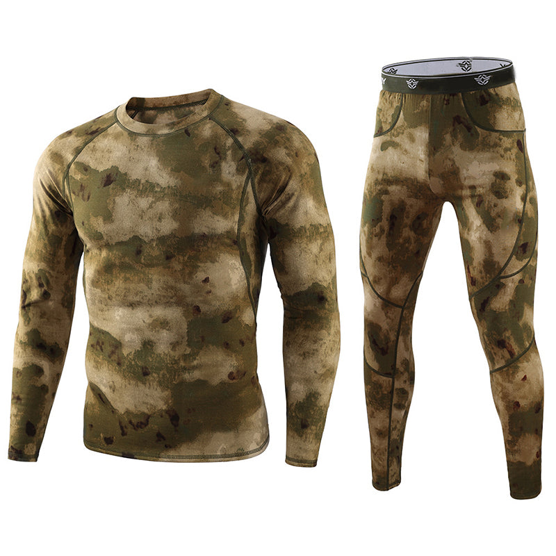 Lighteme Men's Camouflage Thermal Underwear Tactical Sports Shapewear Set