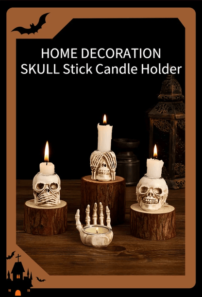 Lighteme 3pc Halloween Skull Candle Holder Set