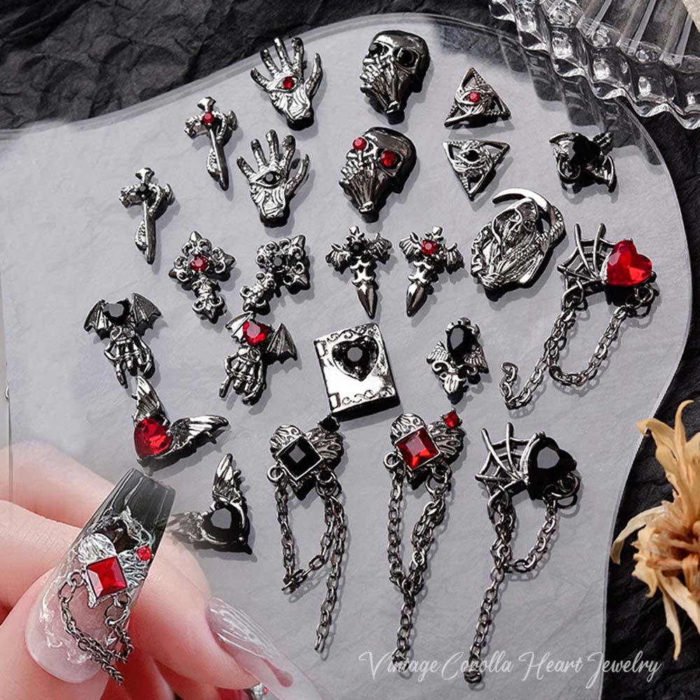 Lighteme 3D Gothic Halloween Nail Charms – Pack of 10