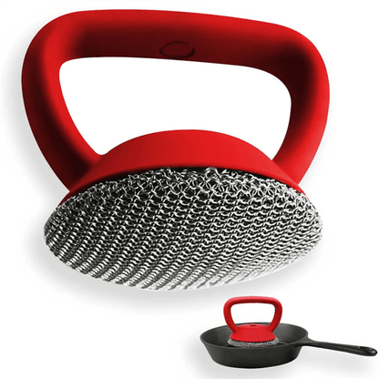 Lighteme Durable Stainless Steel Chainmail Scrubber for Cast Iron Pans