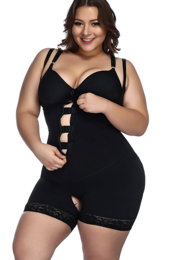 Lighteme Plus Size Slimming Zip Up Bodysuit with Butt Lifter