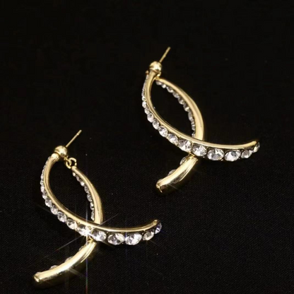 Lighteme Curved Earrings with Luxury Rhinestones