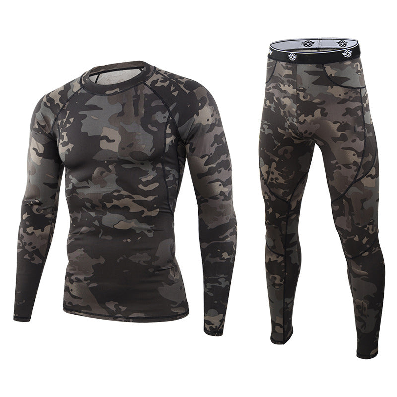 Lighteme Men's Camouflage Thermal Underwear Tactical Sports Shapewear Set