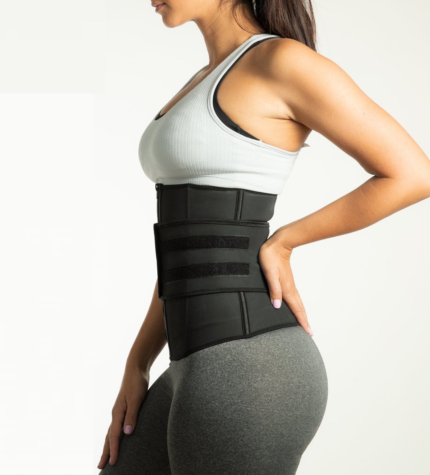 Lighteme Luxe Zip Up Waist Trainer - Velcro Compression Straps