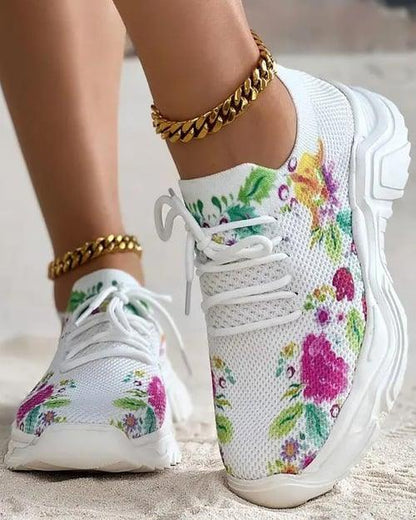 Lighteme Floral Print Sneakers For Womens