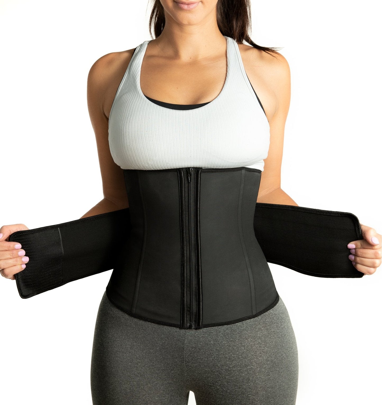 Lighteme Luxe Zip Up Waist Trainer - Velcro Compression Straps