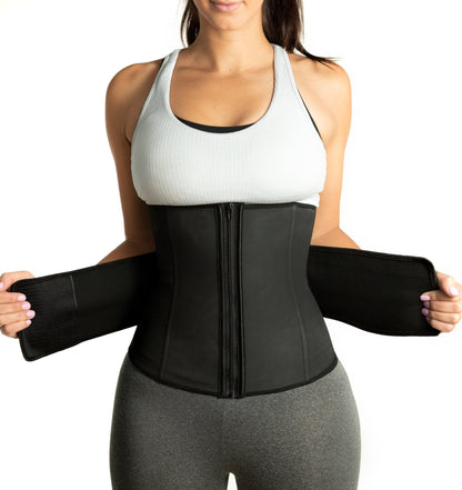 Lighteme Luxe Zip Up Waist Trainer - Velcro Compression Straps