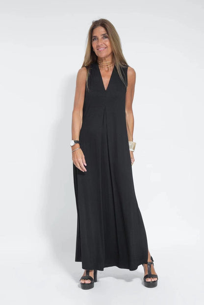 Lighteme Elegant Solid Color Sleeveless Maxi Dress