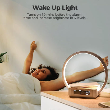 Lighteme LED Wireless Cell Phone Charger Desk Lamps With Alarm Clock