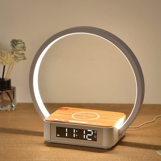 Lighteme LED Wireless Cell Phone Charger Desk Lamps With Alarm Clock