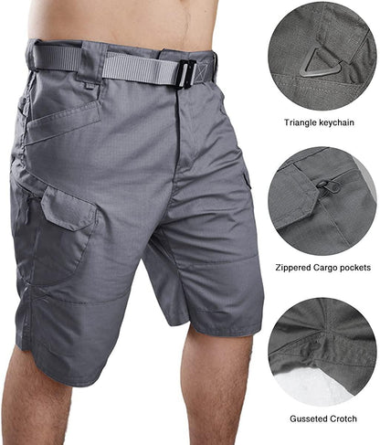 Lighteme Mens Tactical Shorts 11" Waterproof Hiking Fishing Breathable Quick Dry Cargo Short Shorts(NO Belt)