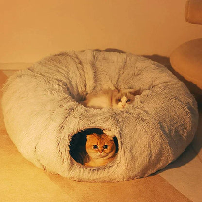 Lighteme 2 in 1 Round Cat Bed and Tunnel Toy