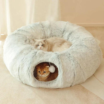 Lighteme 2 in 1 Round Cat Bed and Tunnel Toy