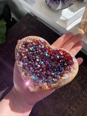 Lighteme Angel Aura Heart Shaped Rainbow Crystal Cluster