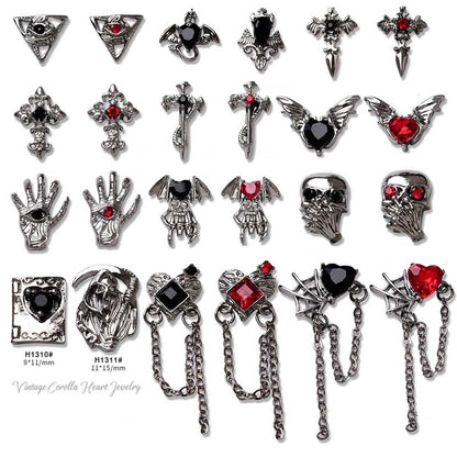 Lighteme 3D Gothic Halloween Nail Charms – Pack of 10