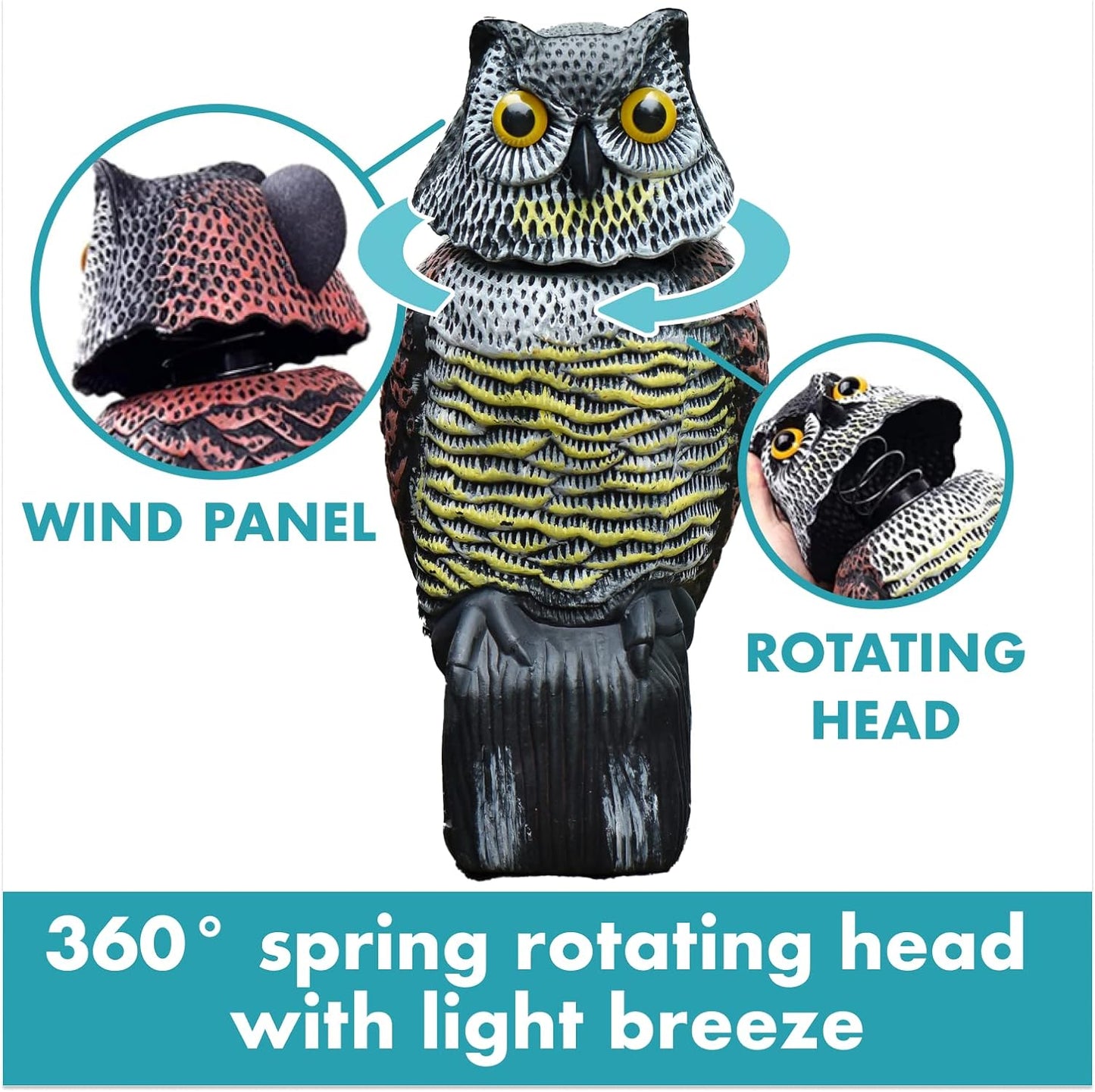 Lighteme Owl lure with rotating head - The owl with rotating head keeps watch