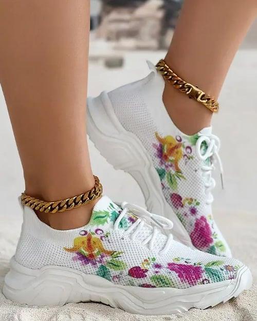 Lighteme Floral Print Sneakers For Womens