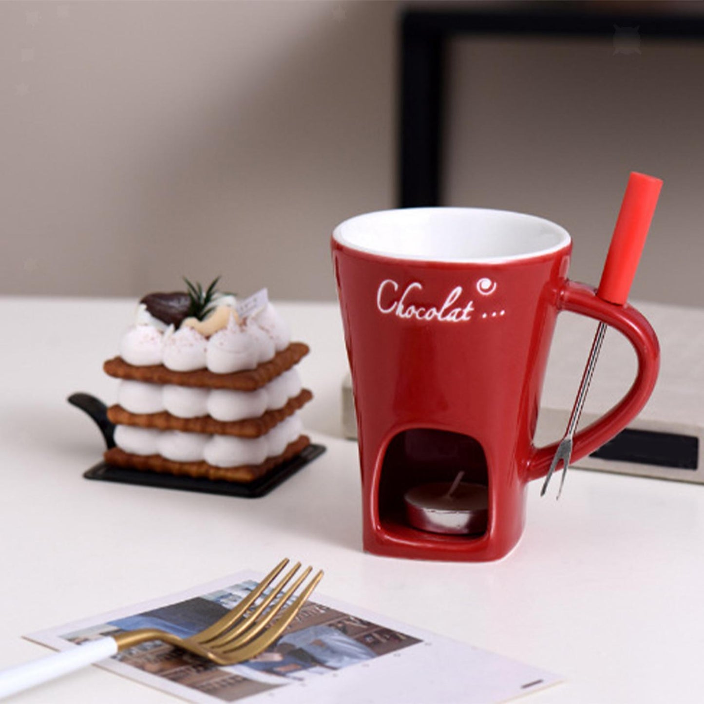 Lighteme Multifunctional Fondue Mug | Perfect for Chocolate, Cheese, DIY Candles & More