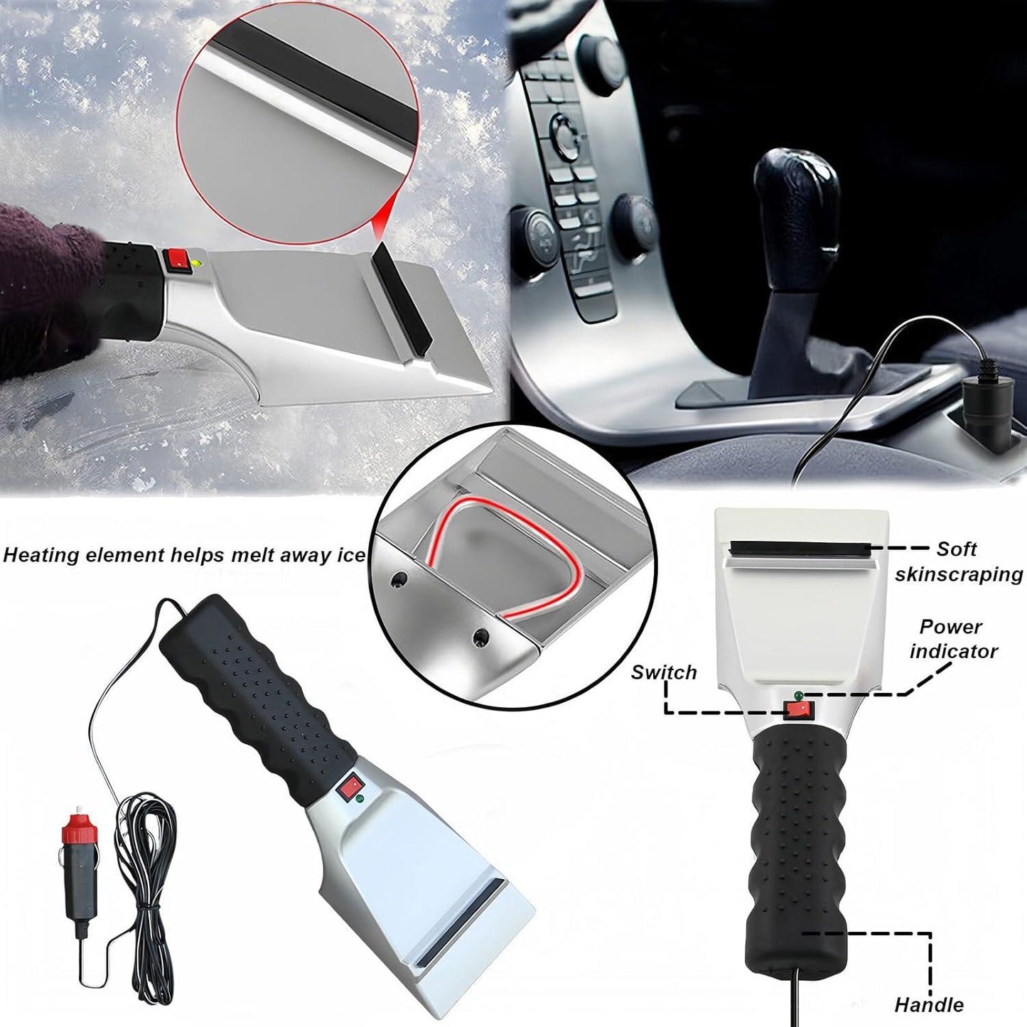 Lighteme Car heated snow and ice scraper