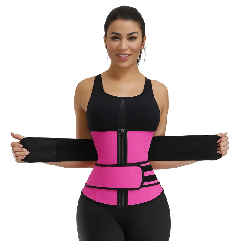 Lighteme Premium Waist Trainer - Double Compression Velcro Straps and Supportive Zipper!