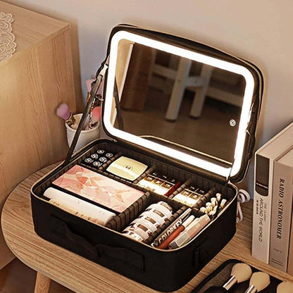 Lighteme LED mirror makeup travel case