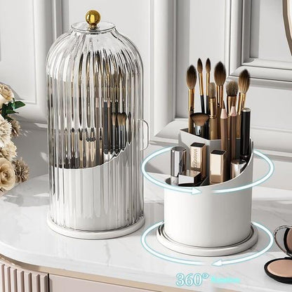 Lighteme 360° Makeup Brush Organizer + Free Lipstick Storage Box